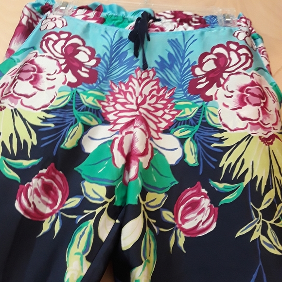 Natori Blue Pink Floral Silky Pajamas Pants M - Picture 9 of 14